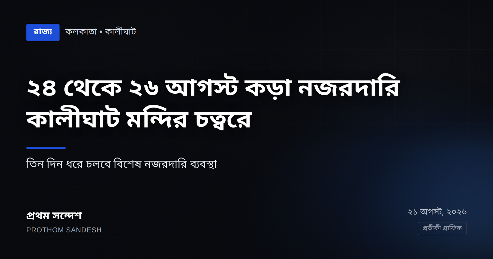 ২৪ থেকে ২৬ আগস্ট কড়া নজরদারি কালীঘাট মন্দির চত্বরে